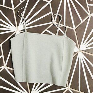 Express Mint/grey Square Neck, Spaghetti Strap Sweater Crop Top, Size S